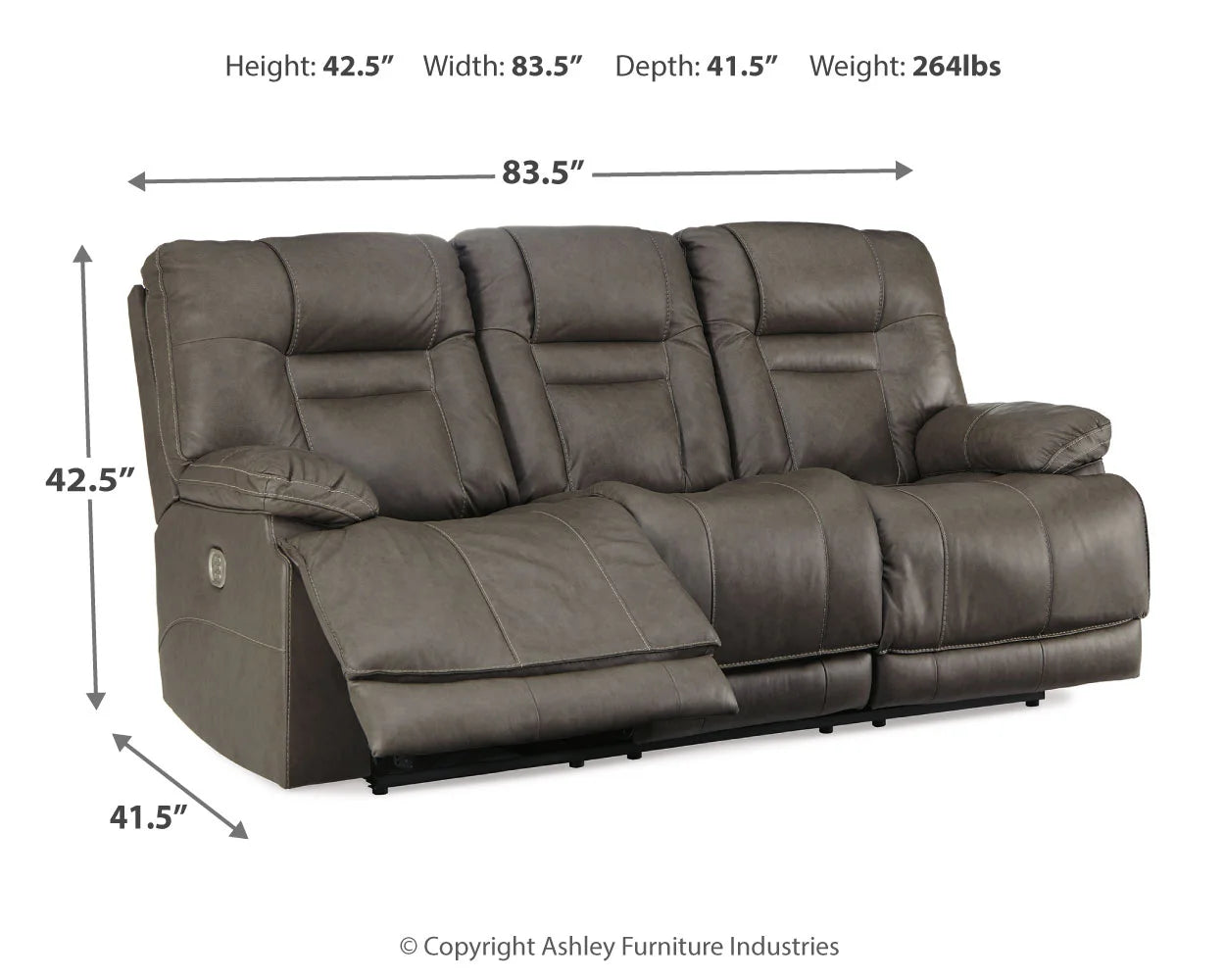 Wurstrow - Smoke - Pwr Rec Sofa With Adj Headrest