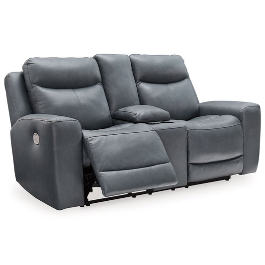 Mindanao - Steel - Power Reclining Loveseat With Console /Adj Hdrst