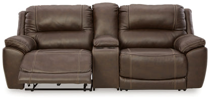 Dunleith - Chocolate - 3-Piece Power Reclining Loveseat With Console