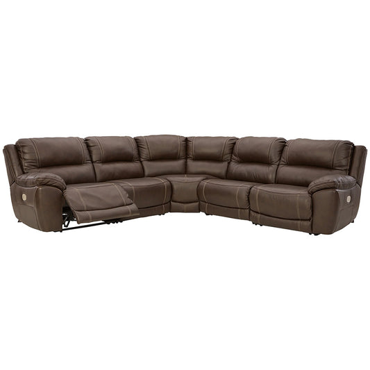 Dunleith - Chocolate - 5-Piece Power Reclining Sectional