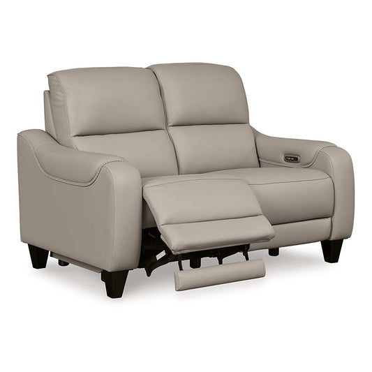 Mercomatic - Gray - Power Reclining Loveseat With Adj Headrest