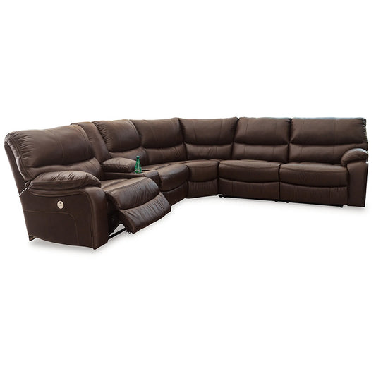 Family Circle - Dark Brown - 3-Piece Power Reclining Sectional With Laf Power Reclining Loveseat With Console