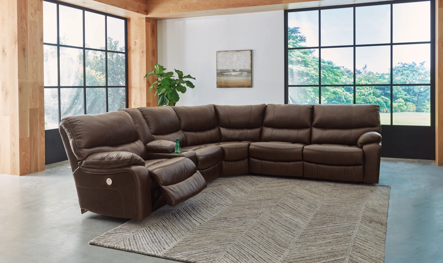 Family Circle - Dark Brown - 3-Piece Power Reclining Sectional With Laf Power Reclining Loveseat With Console