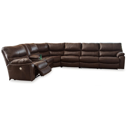 Family Circle - Dark Brown - 4-Piece Power Reclining Sectional With Laf Power Reclining Loveseat With Console