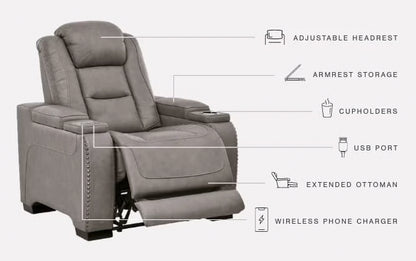 The Man-den - Gray - Pwr Recliner/Adj Headrest