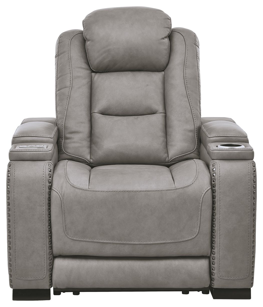 The Man-den - Gray - Pwr Recliner/Adj Headrest