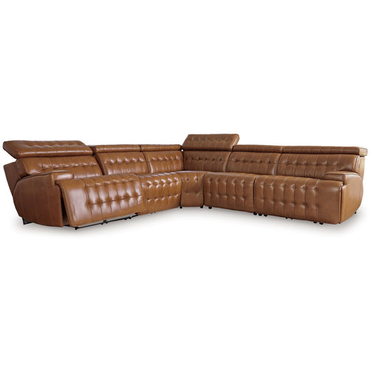 Temmpton - Chocolate - 5-Piece Power Reclining Sectional