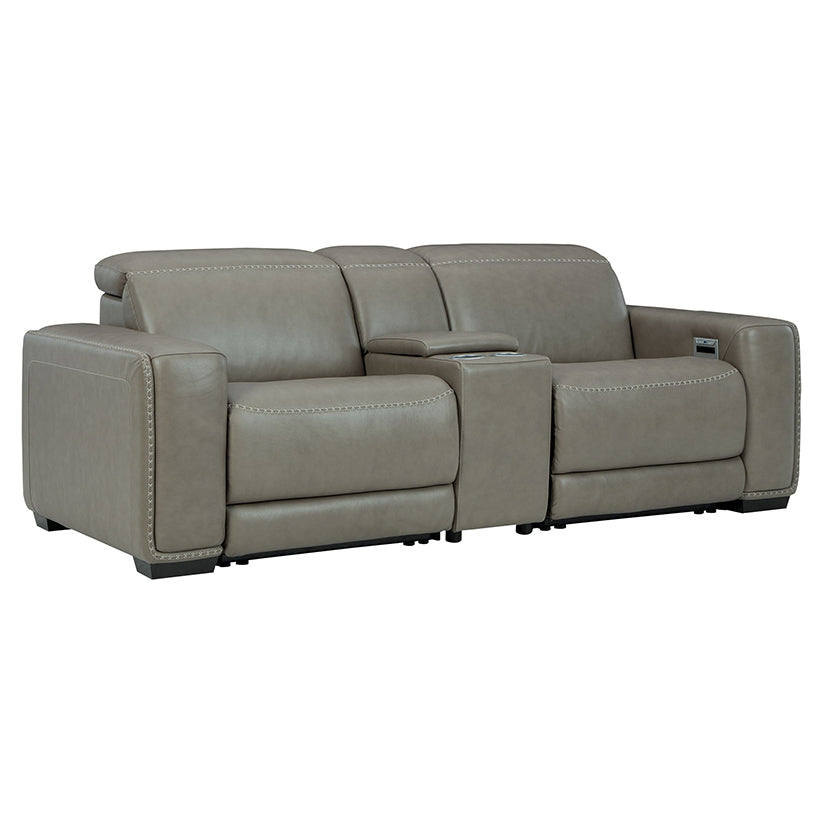 Correze - Gray - Power Loveseat With Console 3 Pc Sectional