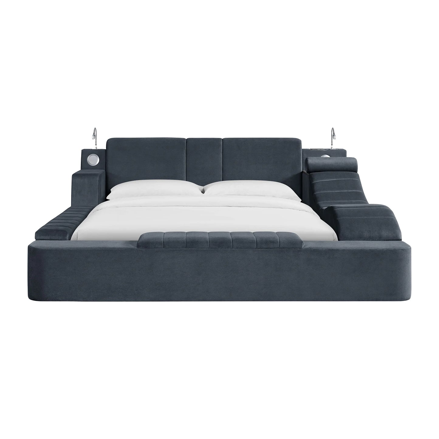 Ottawa - King Upholstered Transformer Bed With Electronic Features - Gray Linen