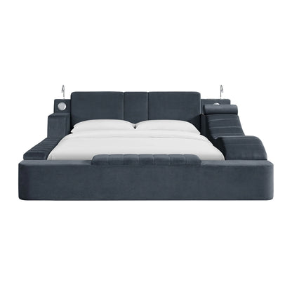 Ottawa - King Upholstered Transformer Bed With Electronic Features - Gray Linen