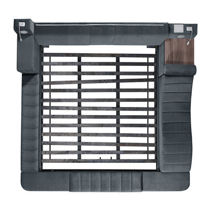 Ottawa - King Upholstered Transformer Bed With Electronic Features - Gray Linen