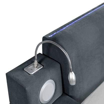 Ottawa - King Upholstered Transformer Bed With Electronic Features - Gray Linen