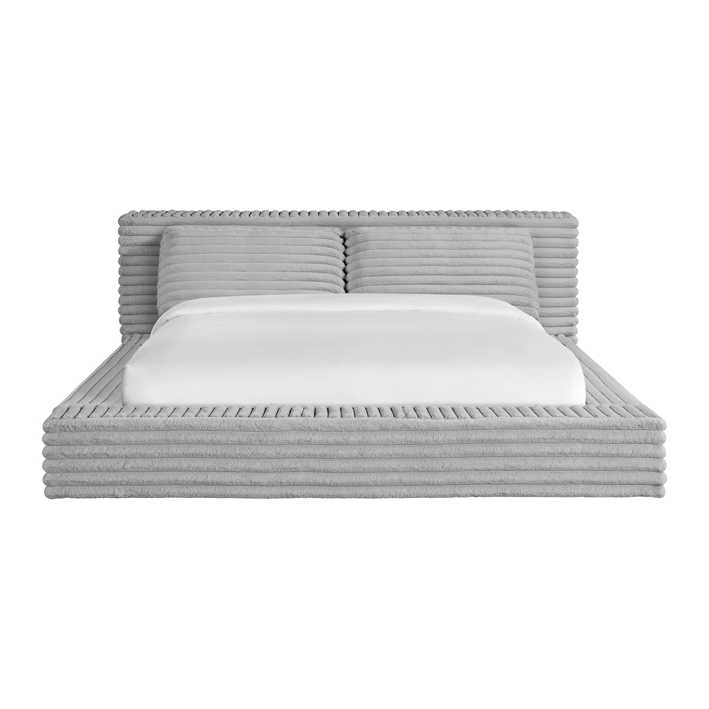 Rosebery - King Upholstered Bed With 2 Pillows - Light Gray Corduroy