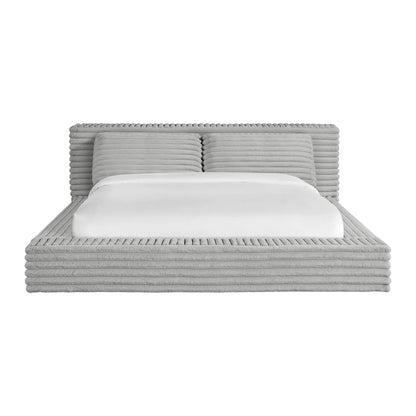 Rosebery - King Upholstered Bed With 2 Pillows - Light Gray Corduroy