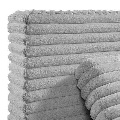 Rosebery - King Upholstered Bed With 2 Pillows - Light Gray Corduroy