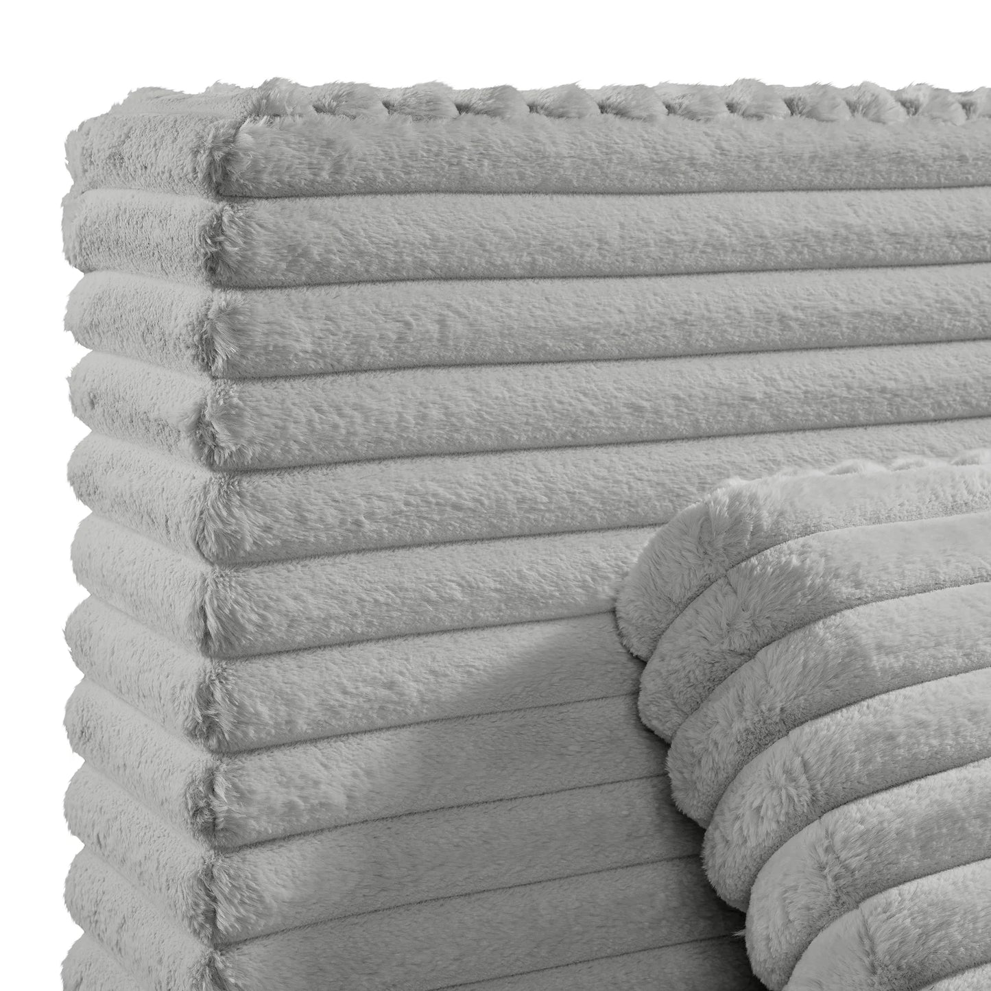 Rosebery - Queen Upholstered Bed With 2 Pillows - Light Gray Corduroy