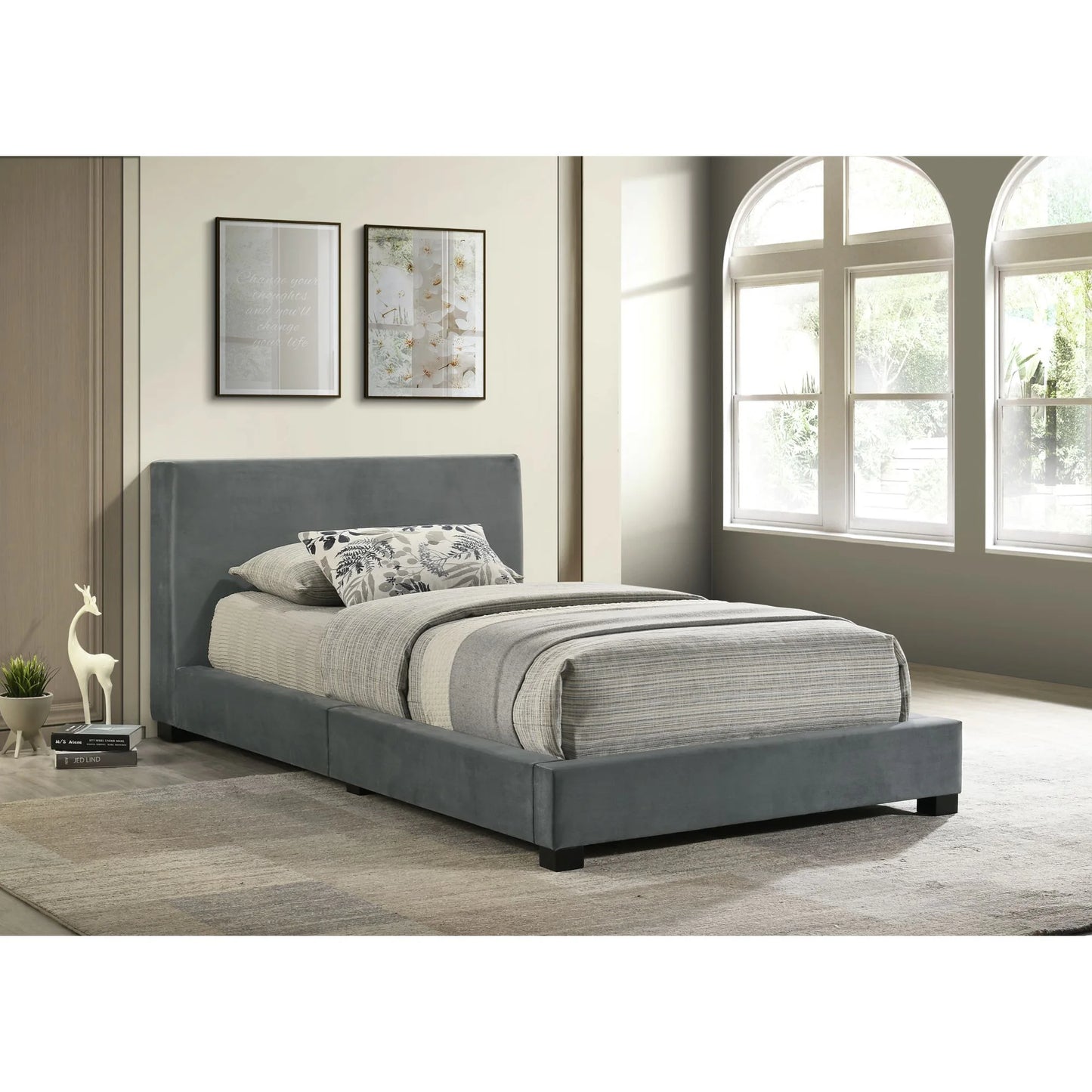 Brookhaven - Twin Upholstered Bed - Gray