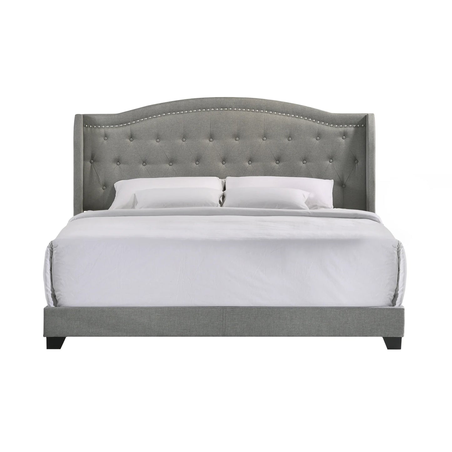 Rhyan - Upholstered King Bed - Smoke Finish