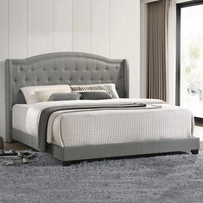 Rhyan - Upholstered King Bed - Smoke Finish