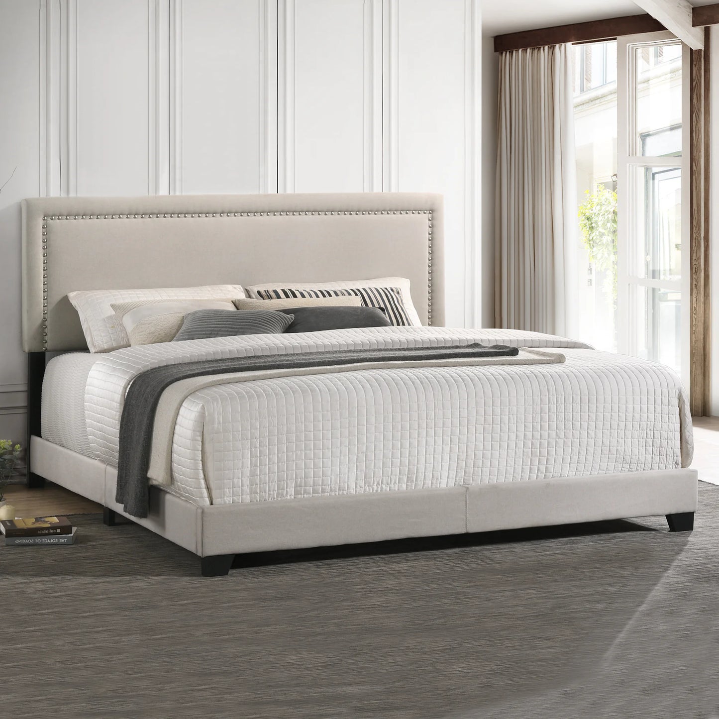 Zion - Upholstered King Bed - Fog