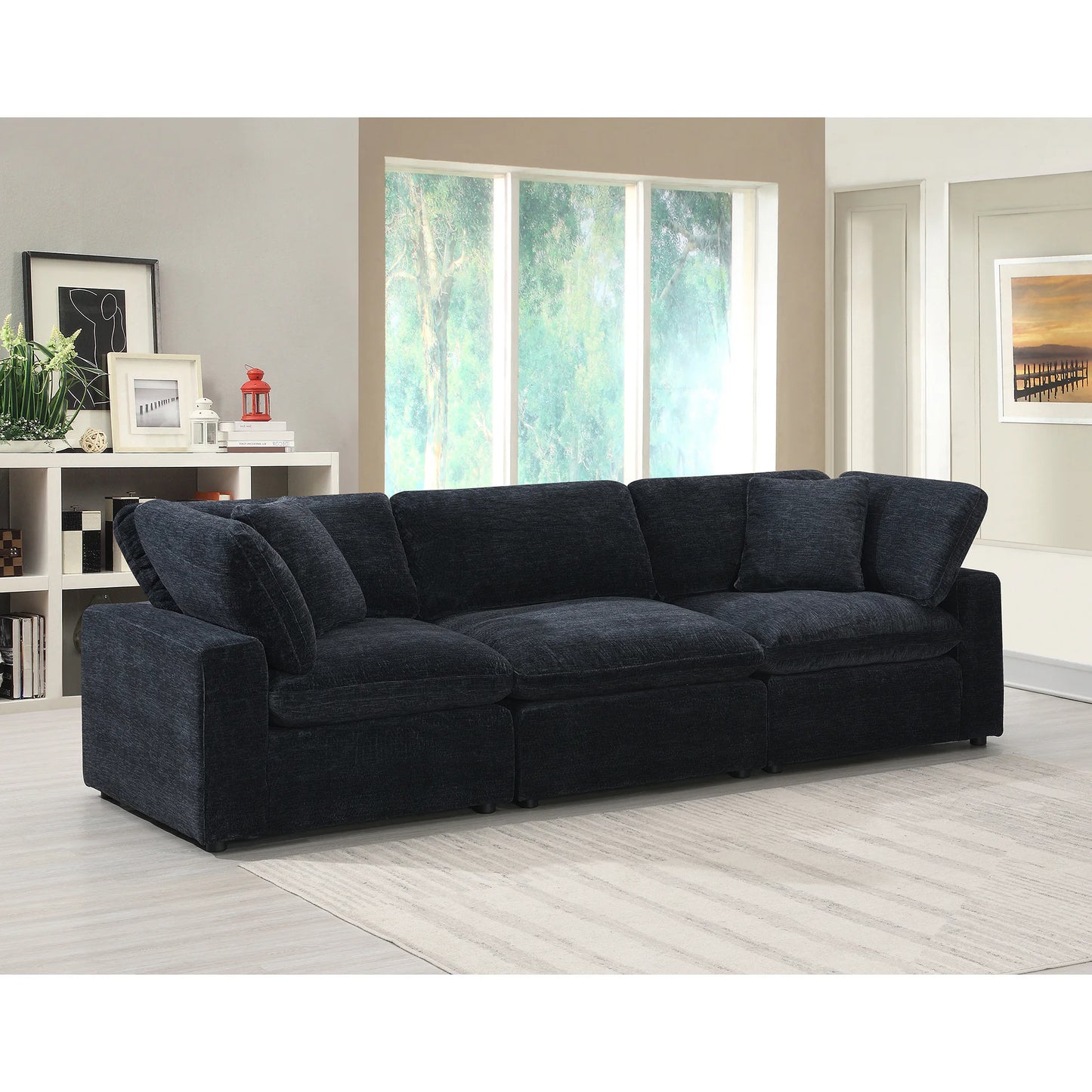 Cloud 9 - Modular 3 Piece Living Room Set - Zaftag Ebony