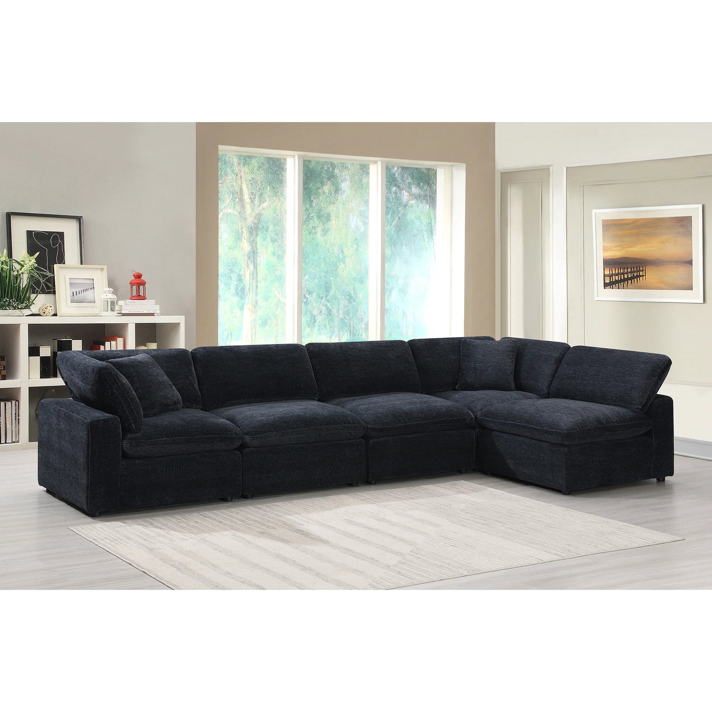 Cloud 9 - Modular 5 Piece Living Room Set - Zaftag Ebony