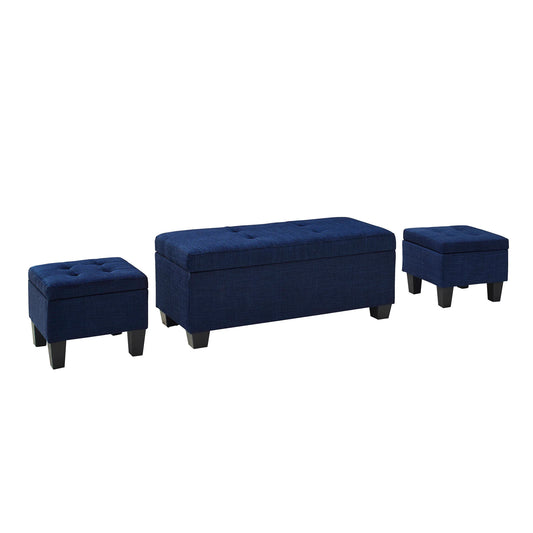 Ethan - Storage Ottoman (Set of 3) - Blue