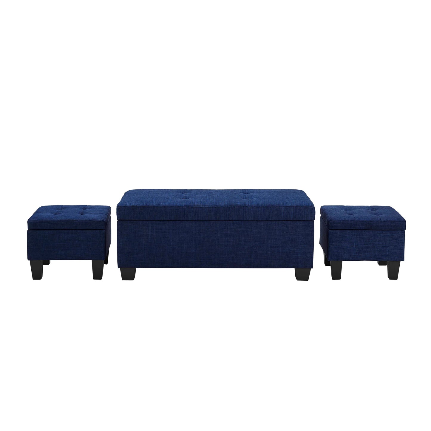 Ethan - Storage Ottoman (Set of 3) - Blue