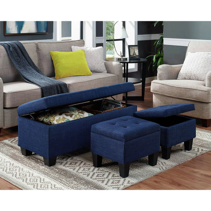 Ethan - Storage Ottoman (Set of 3) - Blue