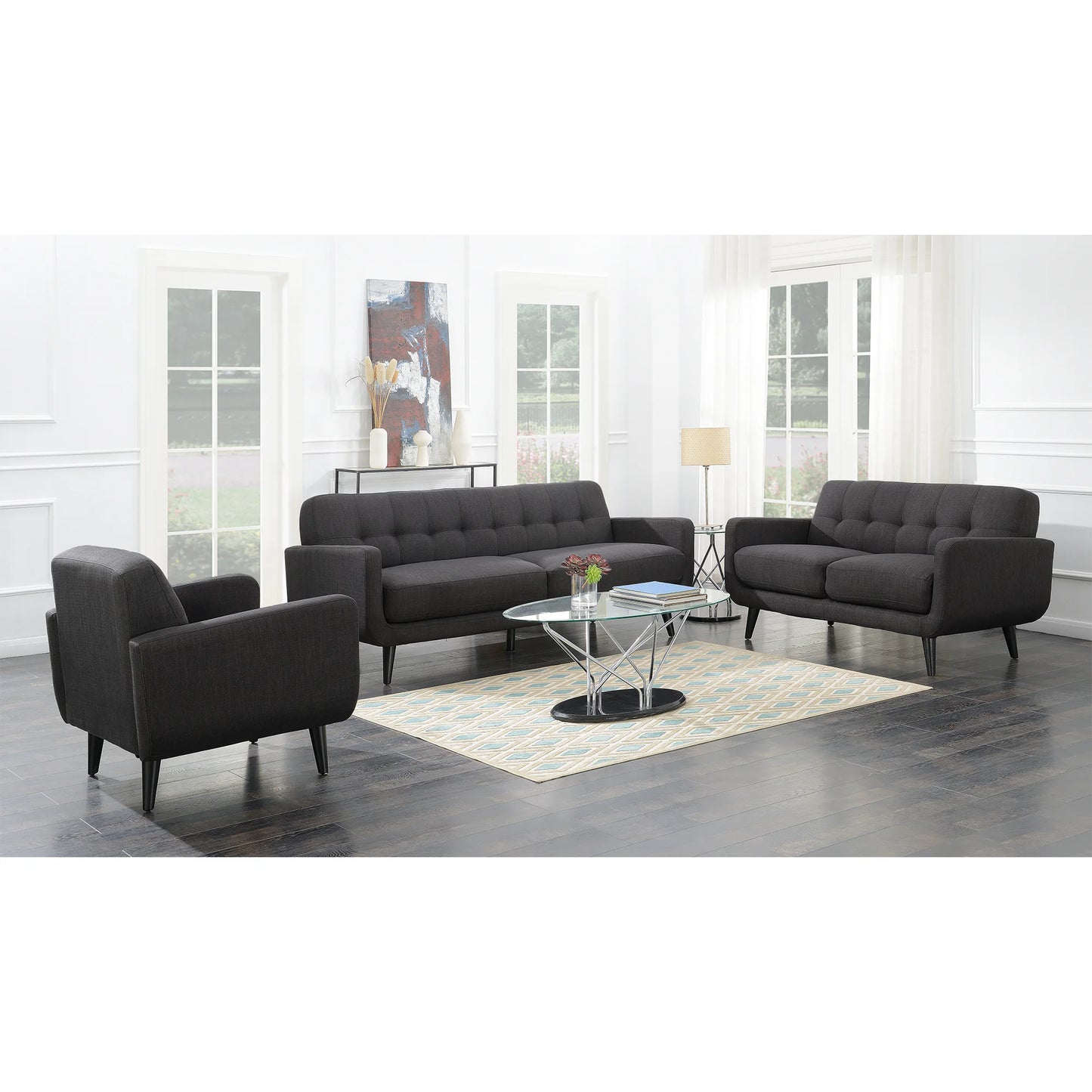 Hadley - 3 Piece Sofa Set - Charcoal