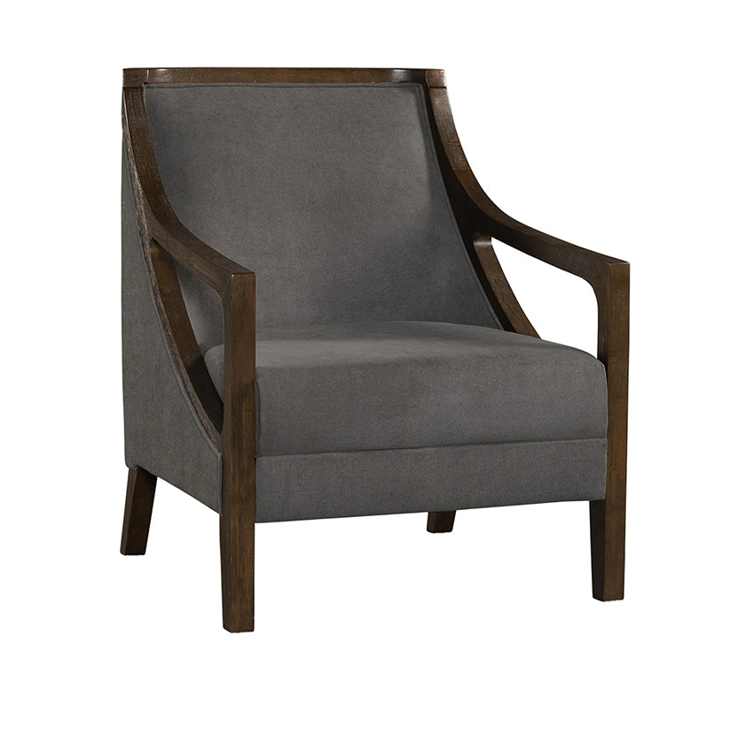 Hopkins - Chair With Brown Arm - Columbia Charcoal