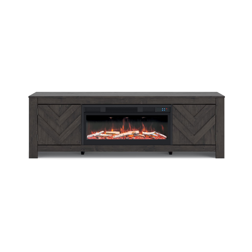 Cayboni - Black - 71" TV Stand With Electric Fireplace