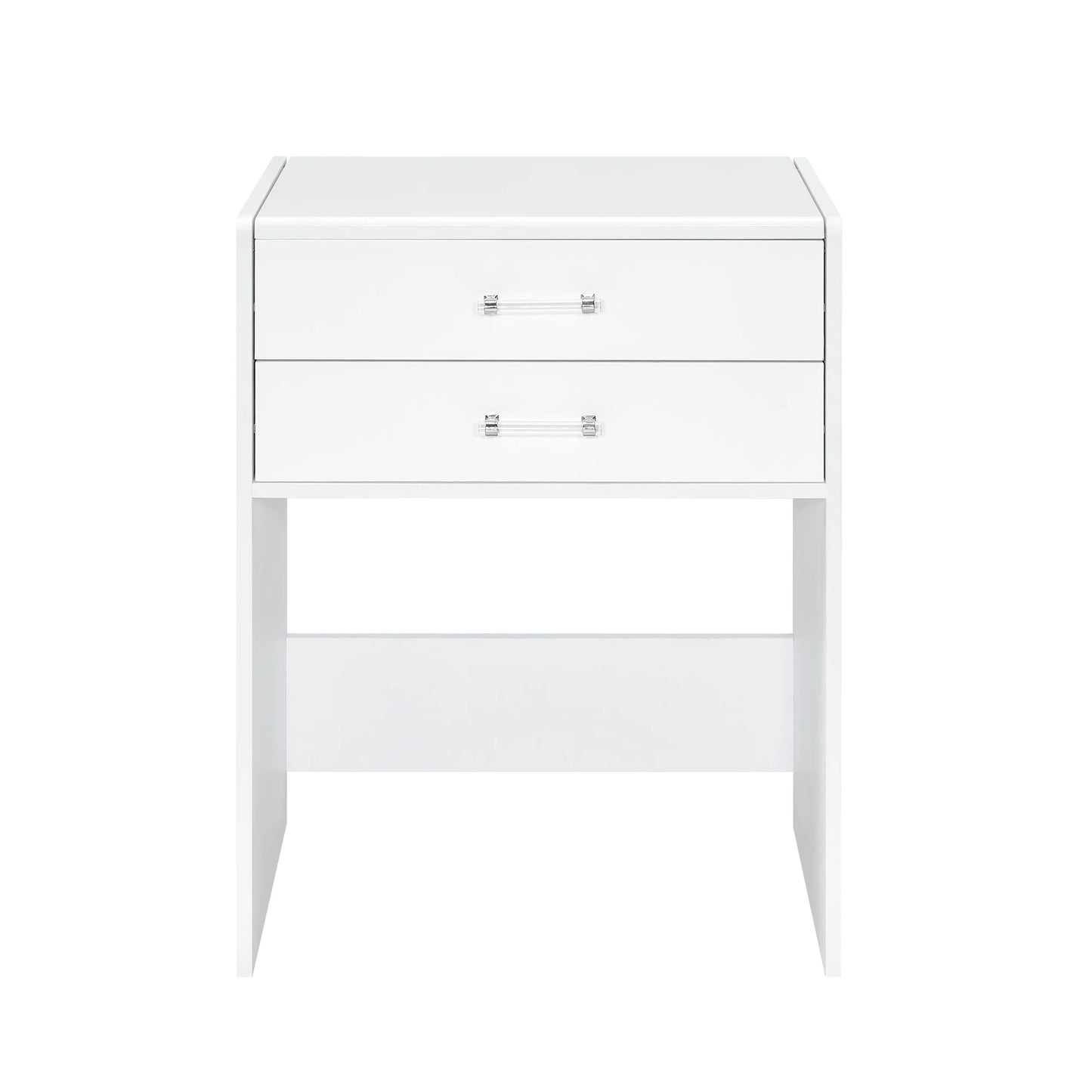 Irvine - Mini Vanity With Stool, LED And USB - Glossy White