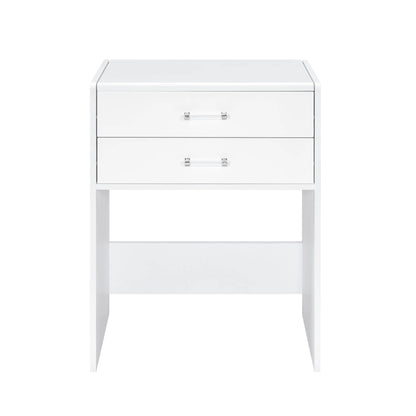 Irvine - Mini Vanity With Stool, LED And USB - Glossy White
