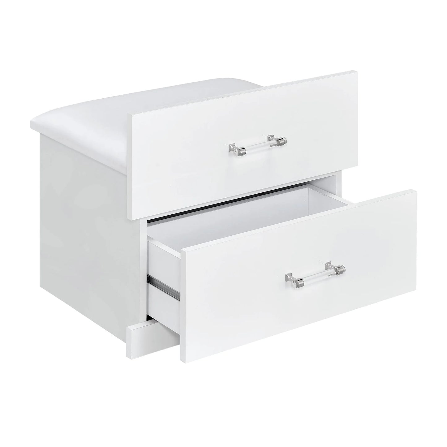 Irvine - Mini Vanity With Stool, LED And USB - Glossy White