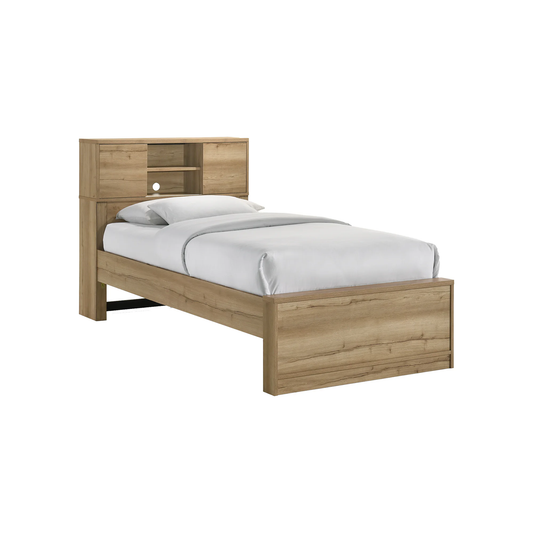 Vega - Twin Bed - Natural Oak Melamine
