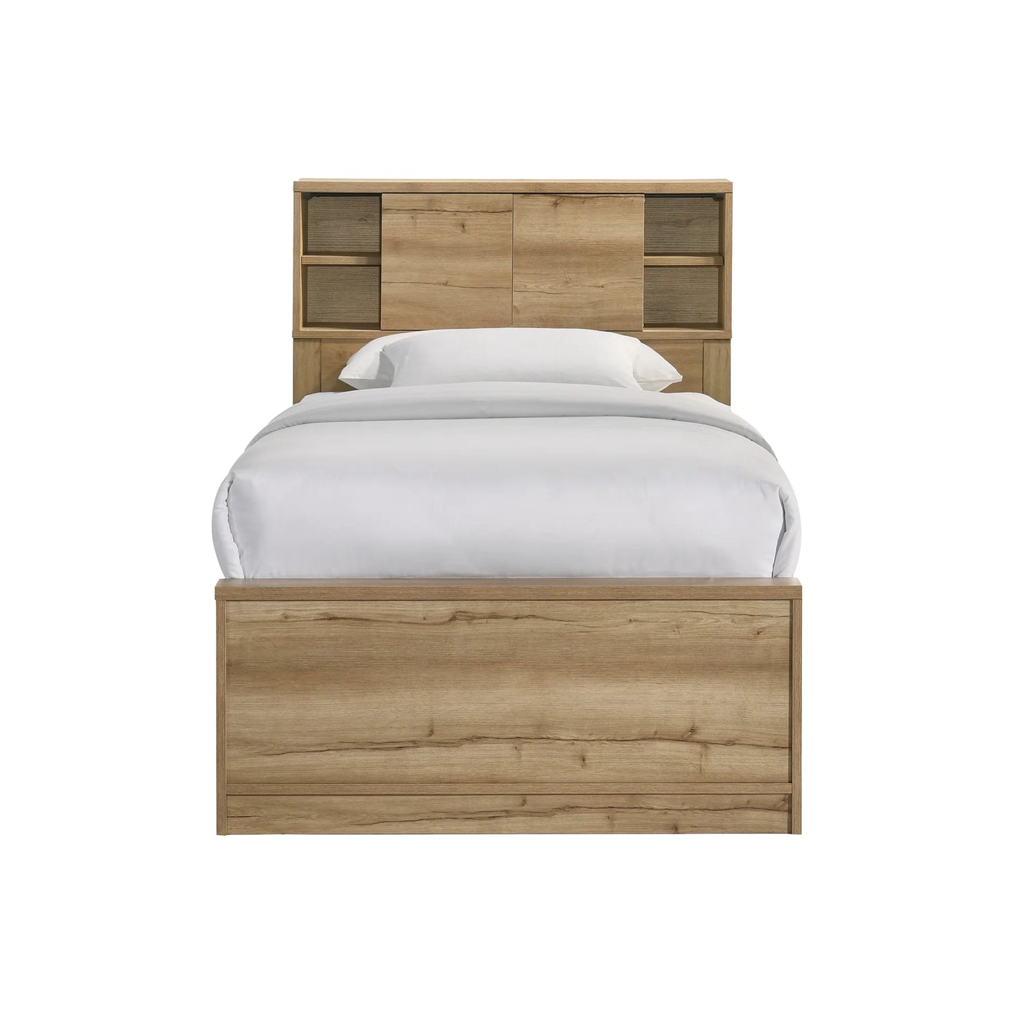 Vega - Twin Bed - Natural Oak Melamine