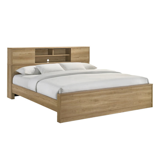 Vega - King Bed - Natural Oak Melamine