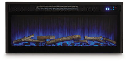 Entertainment Accessories - Black - Fireplace Insert With Faux Birch Log Set