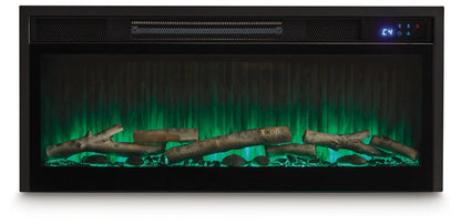 Entertainment Accessories - Black - Fireplace Insert With Faux Birch Log Set
