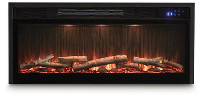 Entertainment Accessories - Black - Fireplace Insert With Faux Birch Log Set