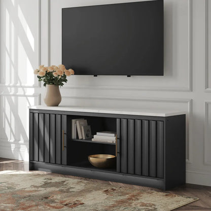 Cadmori - XL TV Stand With Fireplace Option - Black / White