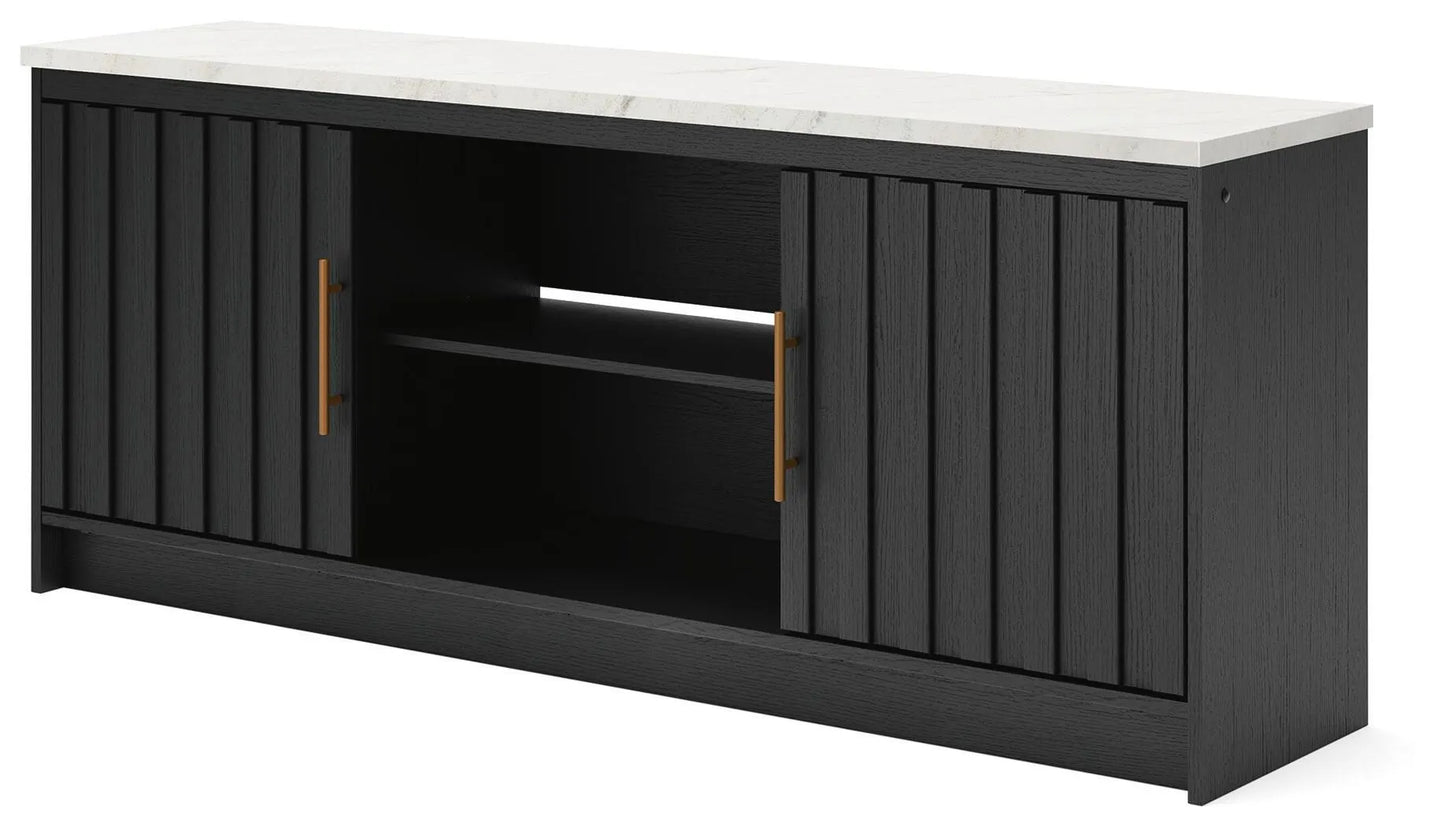 Cadmori - XL TV Stand With Fireplace Option - Black / White