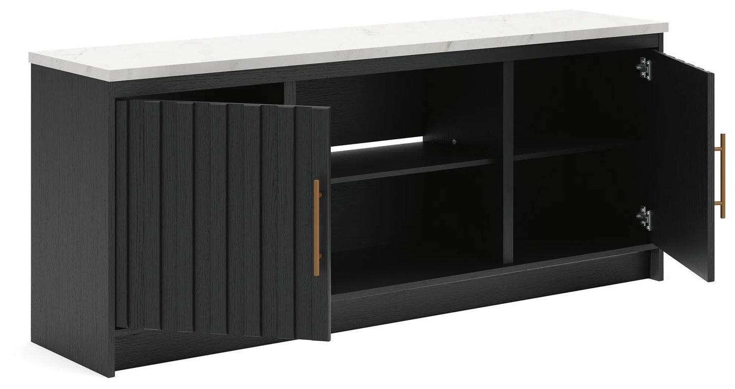 Cadmori - XL TV Stand With Fireplace Option - Black / White