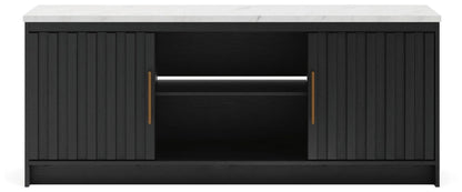 Cadmori - XL TV Stand With Fireplace Option - Black / White