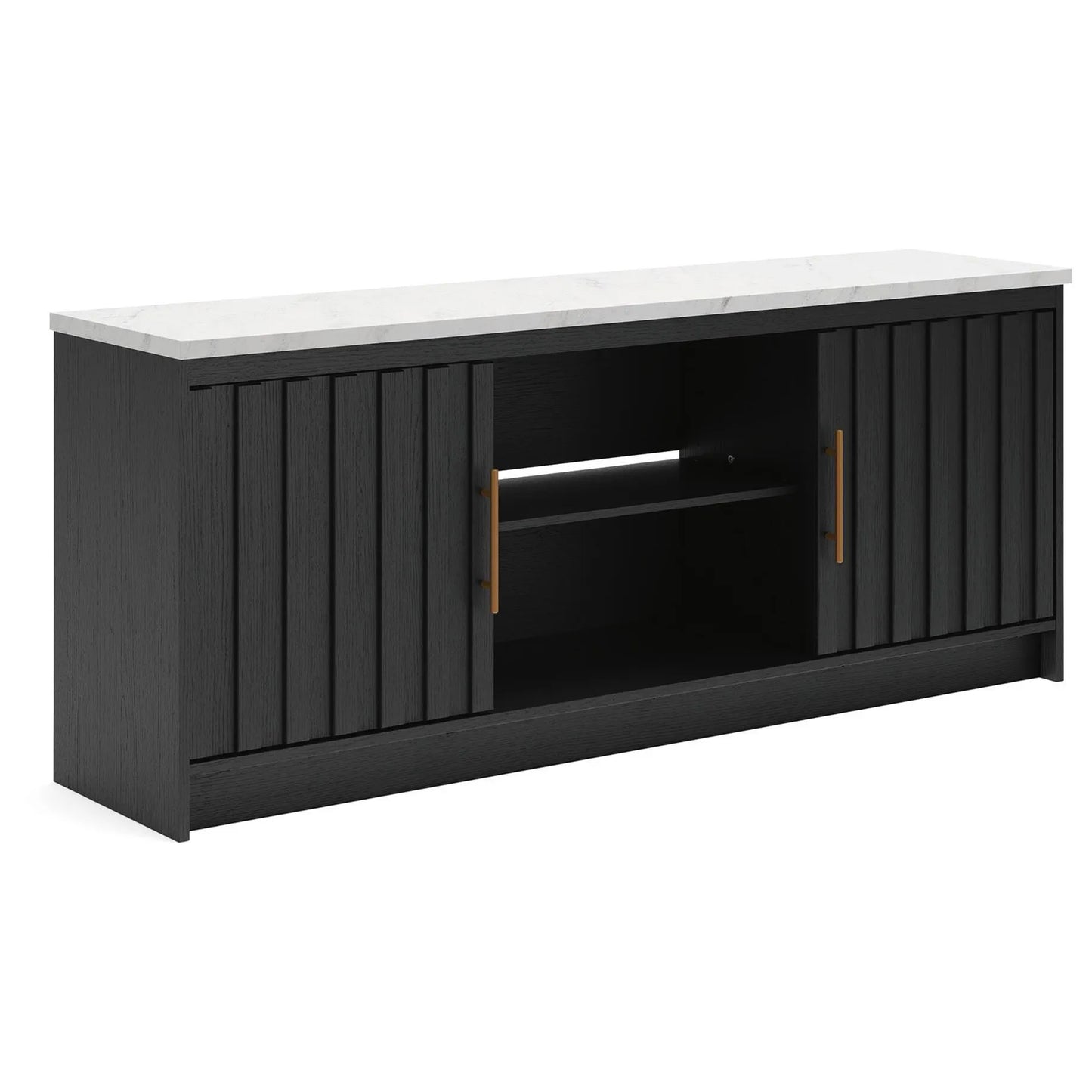 Cadmori - XL TV Stand With Fireplace Option - Black / White