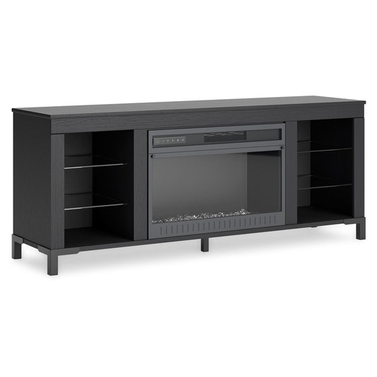 Cayberry - Black - TV Stand With Fireplace