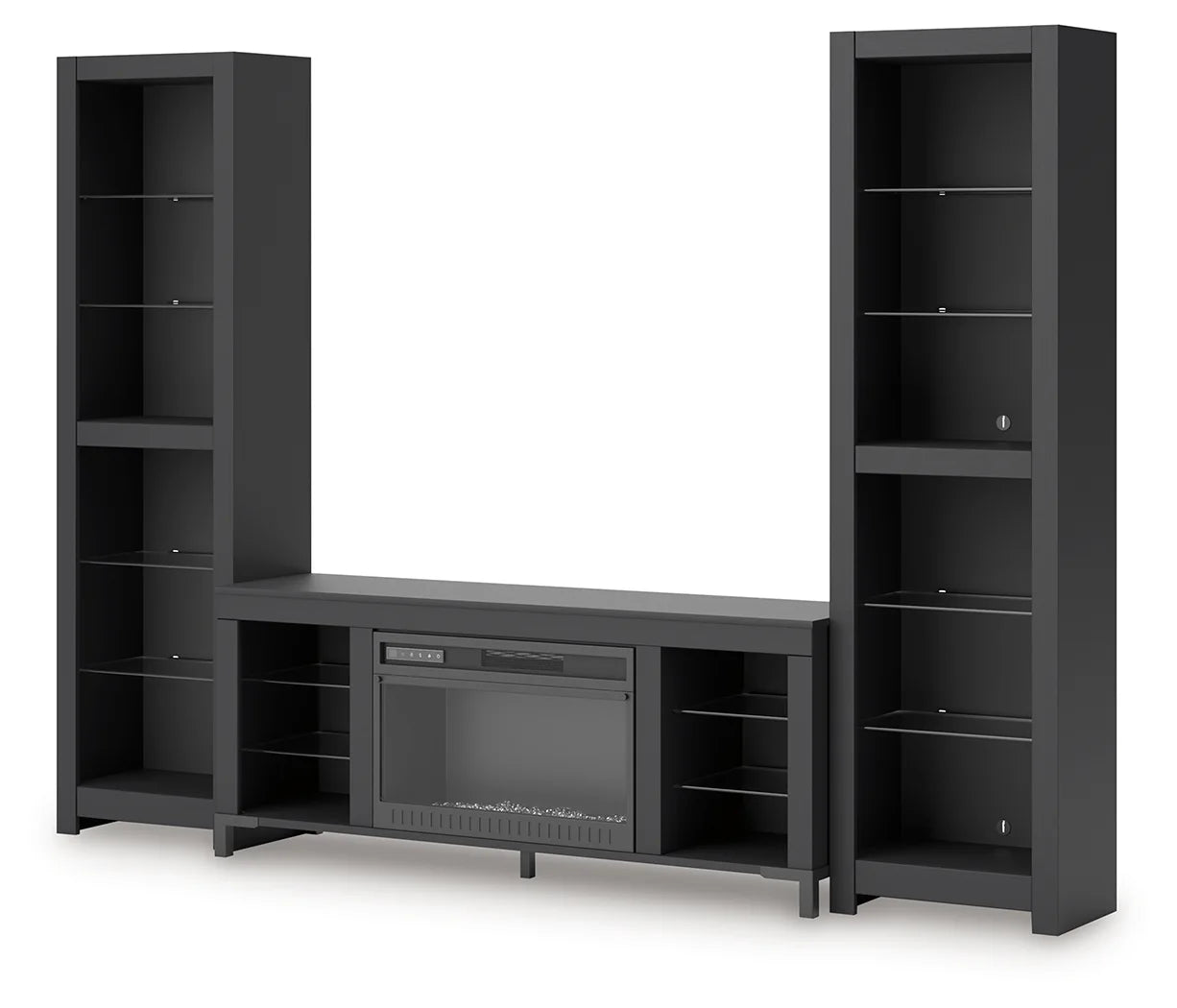 Cayberry - Black - 3-Piece Entertainment Center With Electric Fireplace