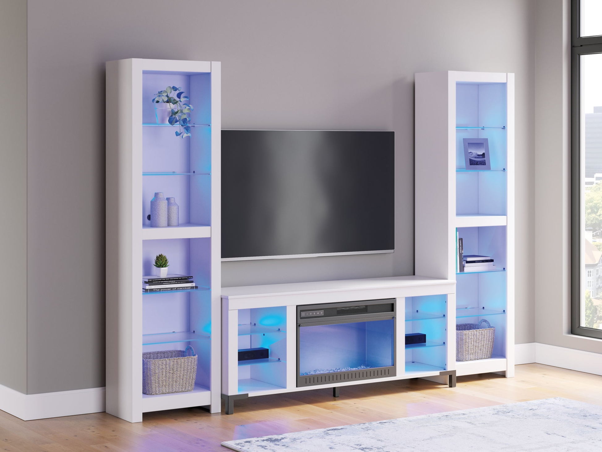 Brollevi - White - 3-Piece Entertainment Center