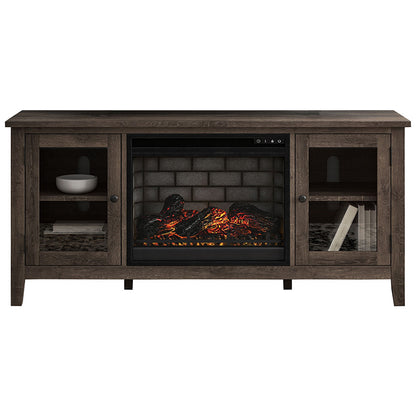 Arlenbry - Gray - LG TV Stand With Faux Firebrick Fireplace Insert